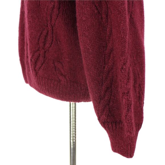Anine Bing Mike Wool Cable Knit Sweater Burgundy High Neck Oversized NEW M - Picture 5 of 7